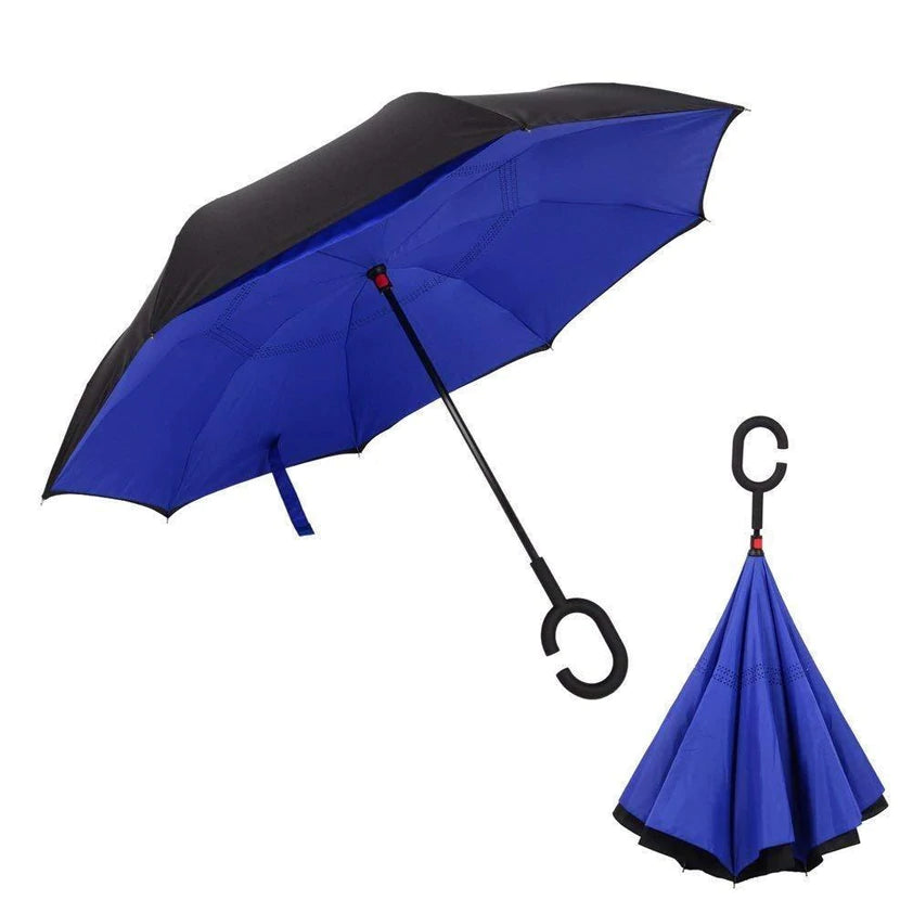 6211 Plain design Windproof Upside Down Reverse Umbrella with C-Shaped Handle DeoDap 6211 Plain design Windproof Upside Down Reverse Umbrella with C-Shaped Handle DeoDap